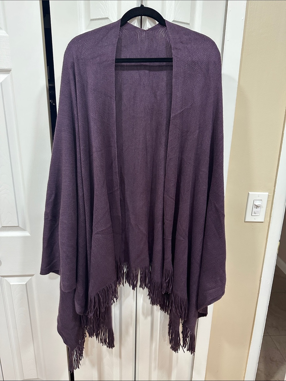 Plum Fringe Knit Wrap
